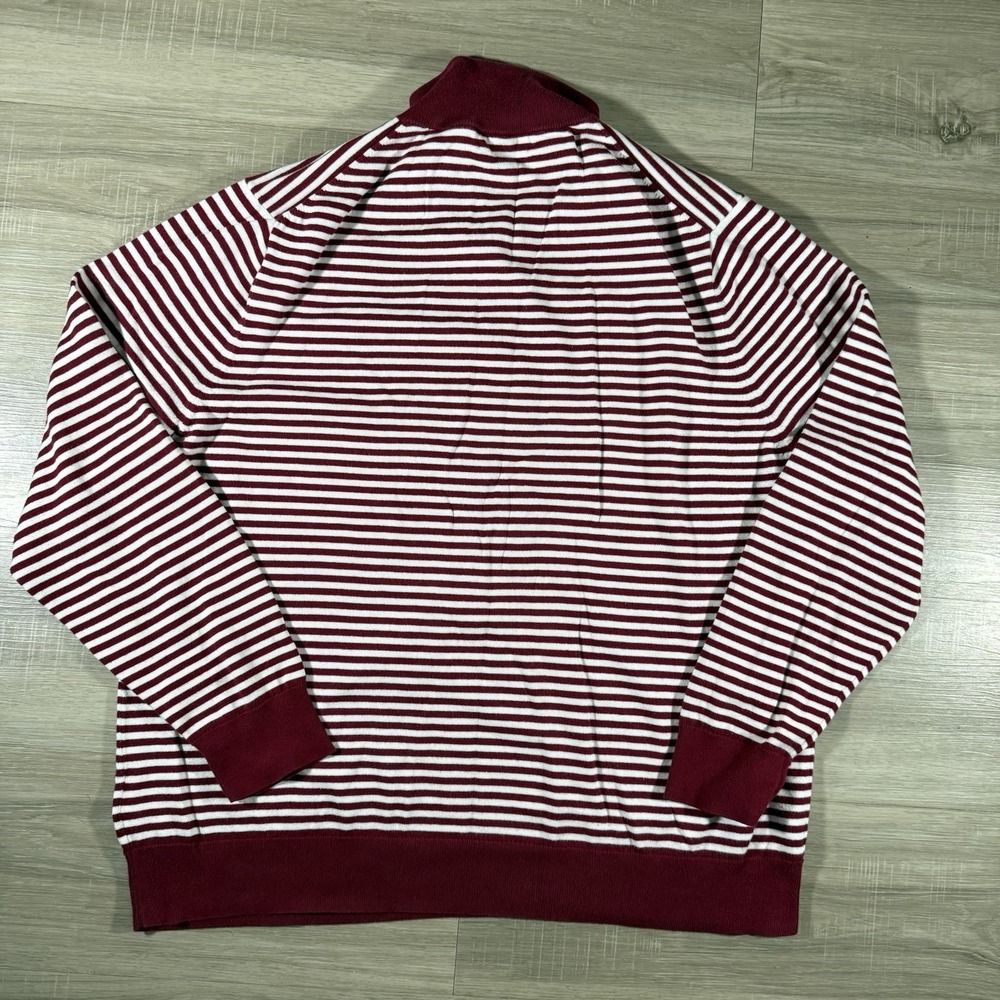 Brooks Brothers mens 100% Supima Cotton Mock Neck 1/4 zip Sweater sz XL Striped - Picture 3 of 6